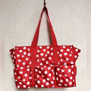 Thirty-One Red and White Polka Dot Tote